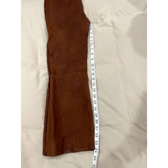 Rag & Bone Womens Sz 30 Hana Lamb Leather Pants Brown Highrise Crop Wide Leg - Picture 10 of 11